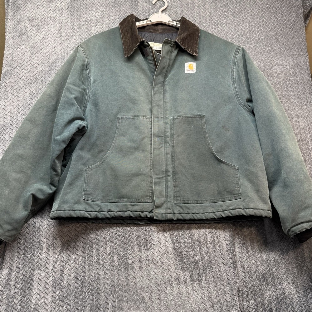 Vintage Carhartt J22 HTG Jacket Men 3XL Hunter Green Arctic Quilt USA Distressed